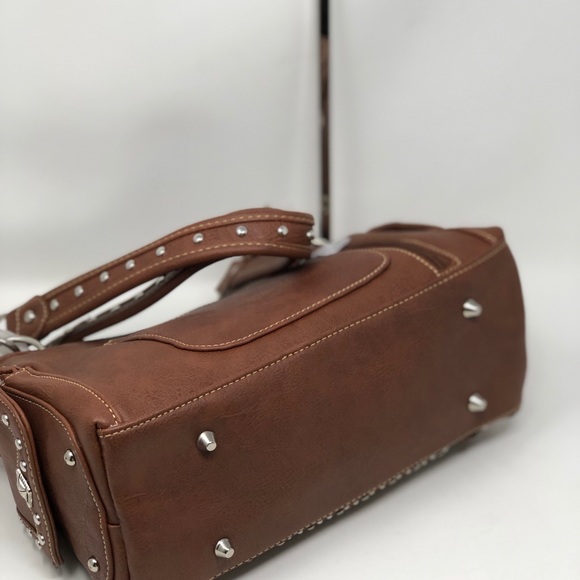 Montana West Floral Concealed Carry Satchel Brown - Picture 4 of 5